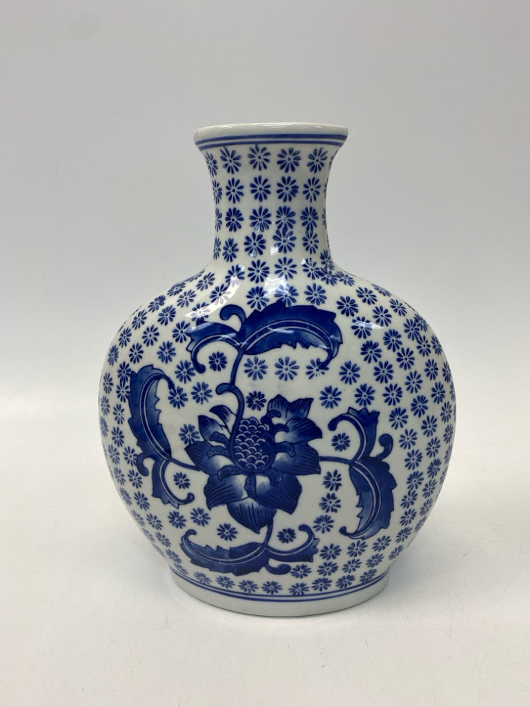 Blue White Print Ceramic Vase