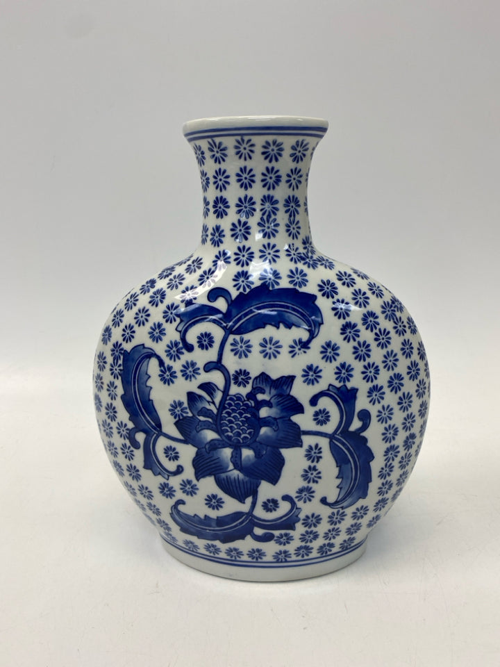 Blue White Print Ceramic Vase