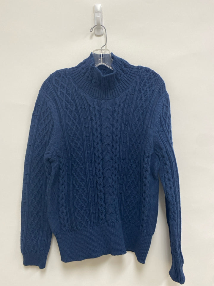 Size L Navy Cable Knit Mock Neck Ladies Sweater