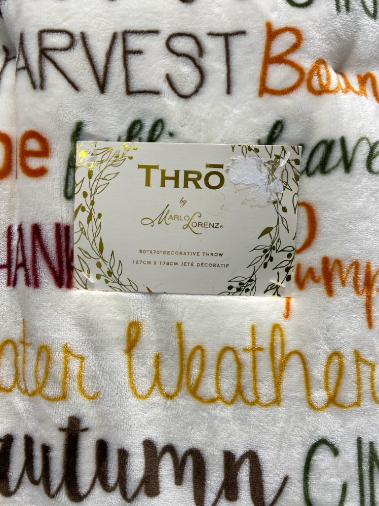 NWT Cream Multi Color Words Fall
