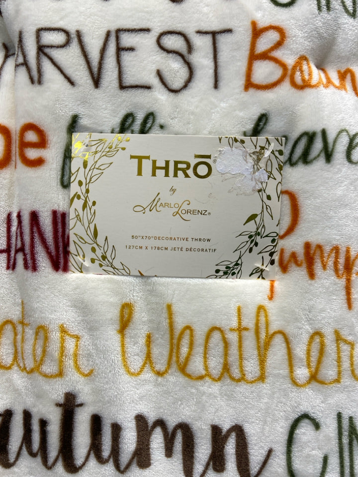 NWT Cream Multi Color Words Fall