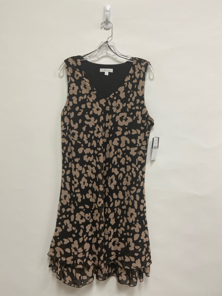 NWT ROBBIE BEE Size L Black Mocha Shapes Sleeveless Ladies Dress