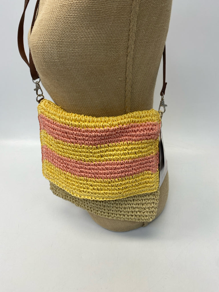 NWT  Size Natural Yellow/Pink Crochet Crossbody