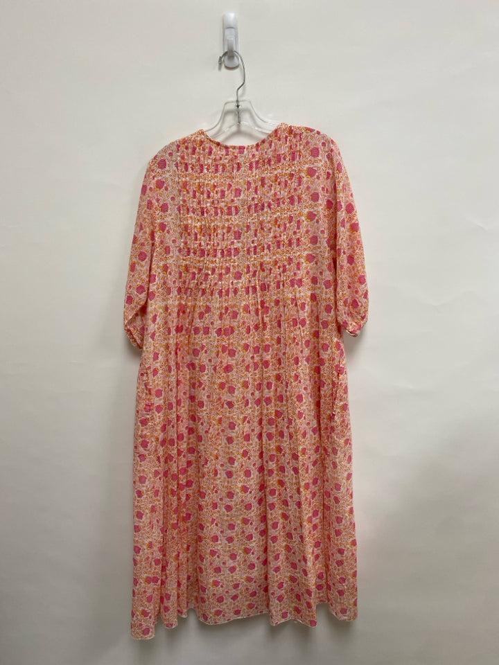 NWT Size XL White/Pink Orange/Yellow Vine Cotton Ladies Dress