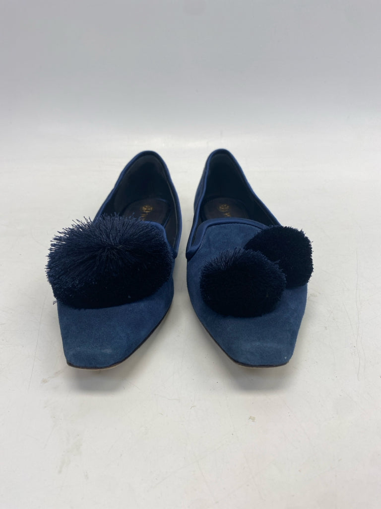 Tory Burch US Shoe Size 9 Navy Pom Pom Flats