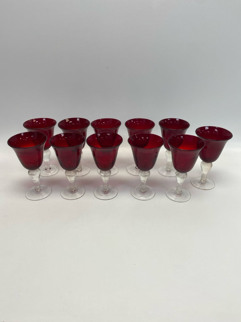 Dark Red Clear Bubble Glass Glassware