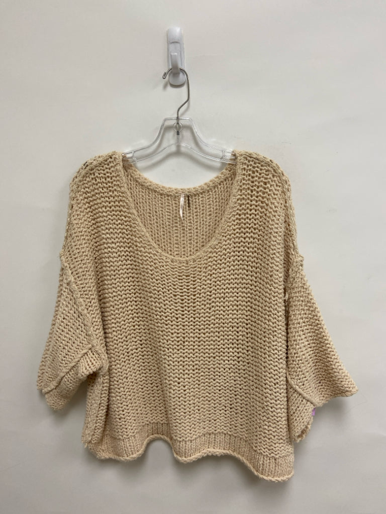 Free People Size XS Cream 3/4 Sleeve Crochet Ladies Sweater