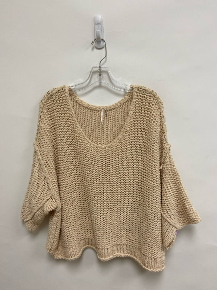 Free People Size XS Cream 3/4 Sleeve Crochet Ladies Sweater