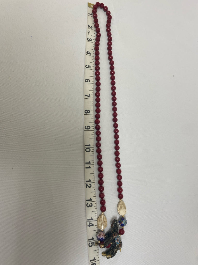 Red Multi Color Cloisonne Necklace
