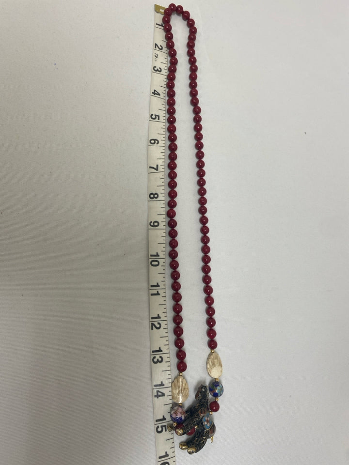 Red Multi Color Cloisonne Necklace
