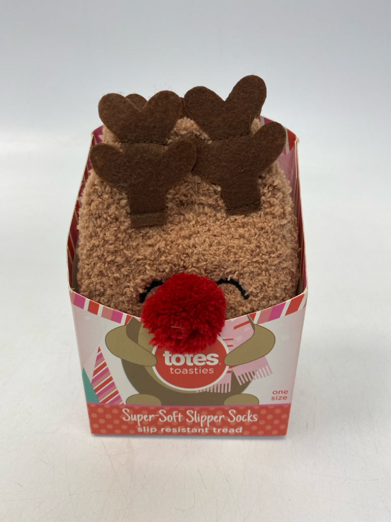 NEW/BOX Totes Brown Red Reindeer Christmas