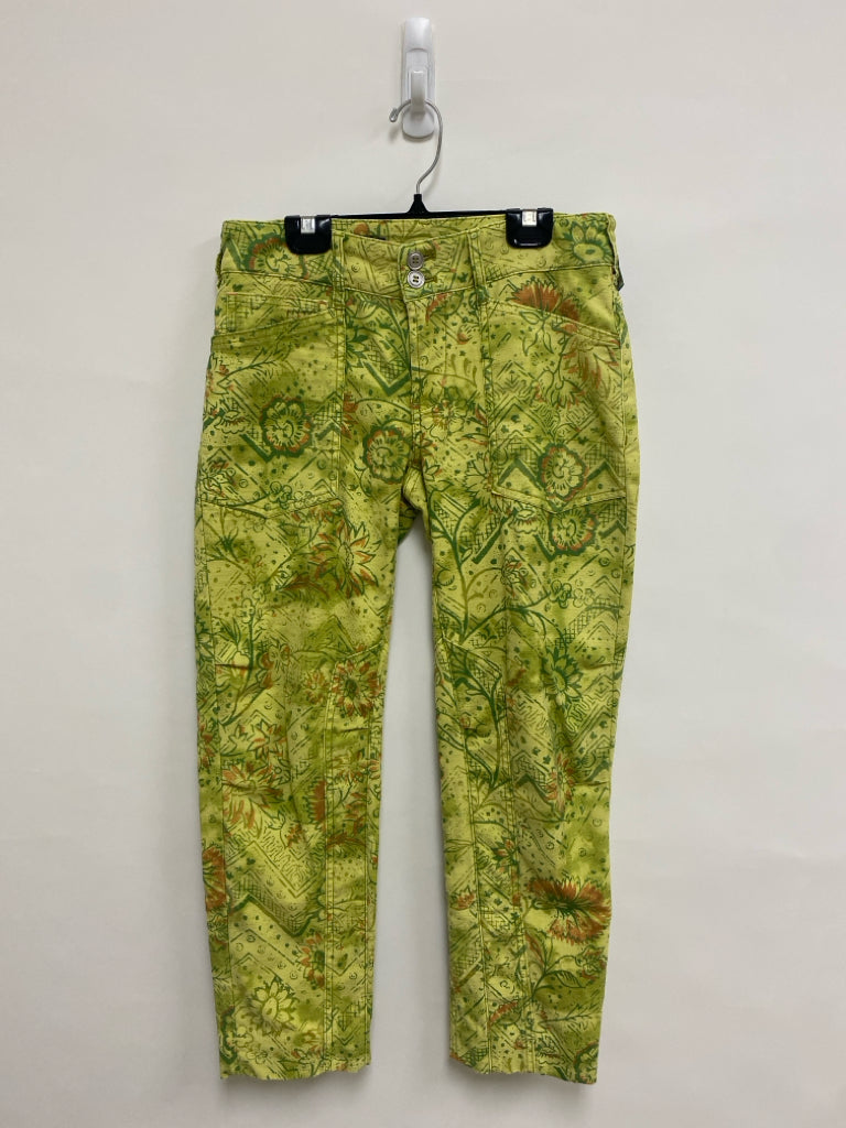 Pilcro Size 25 Lime Green Orange Print Cropped Ladies Pants