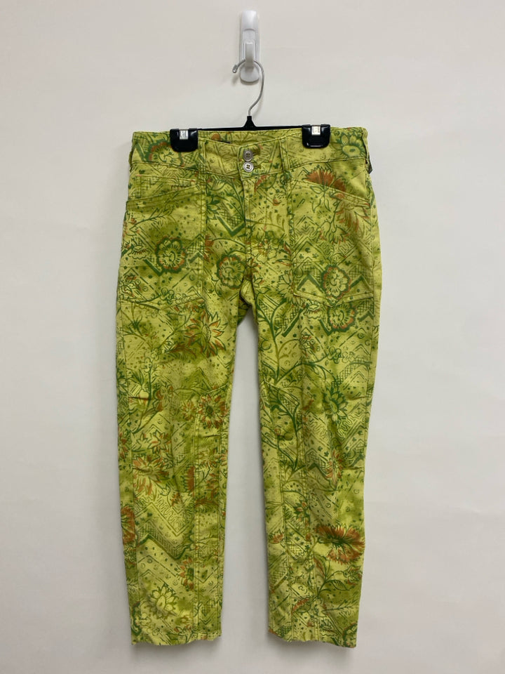 Pilcro Size 25 Lime Green Orange Print Cropped Ladies Pants