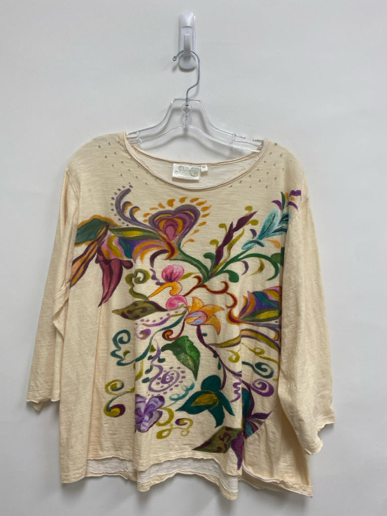 Paper Lace Size OSFA Cream Multi Color Ladies Top