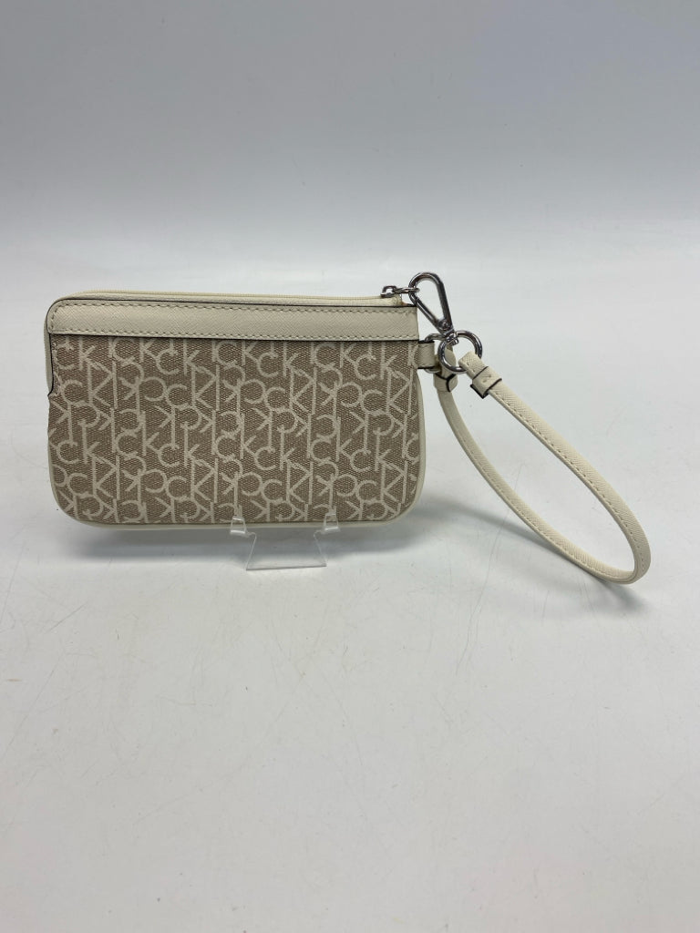 Calvin Klein Cream Brown Signature Wristlet