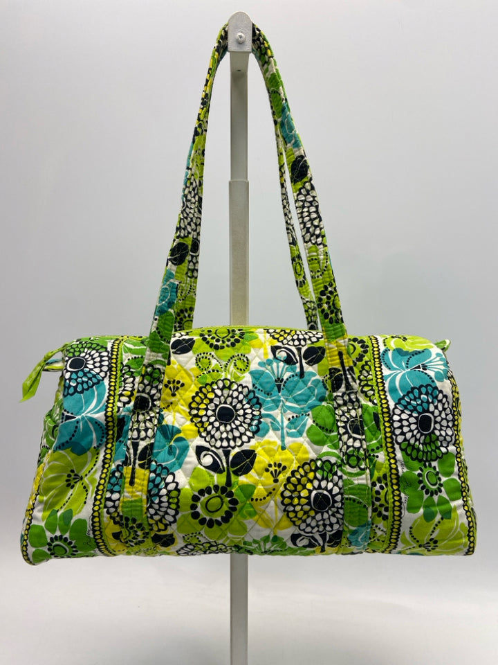 Vera Bradley Green/Yellow Blue/White Floral Duffle Bag