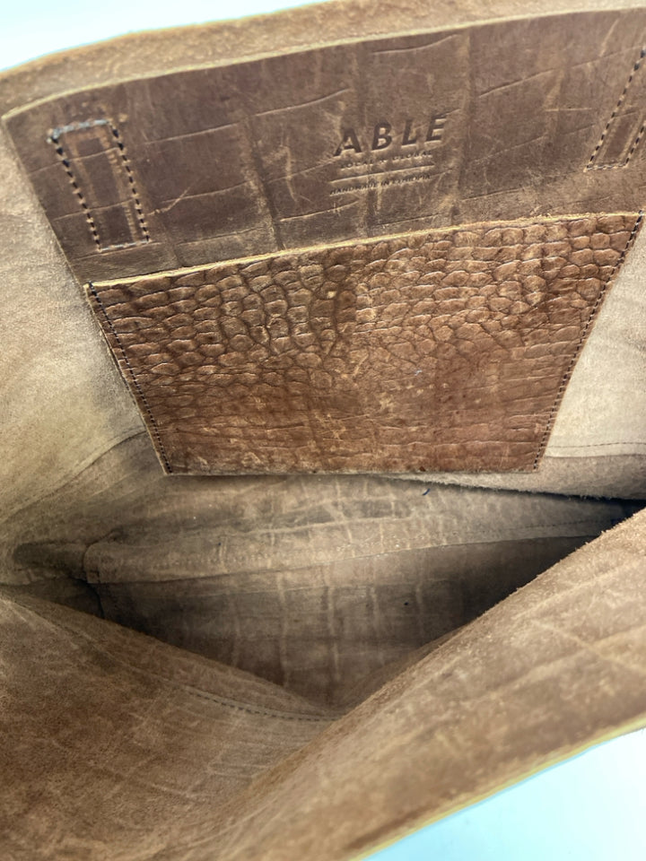 ABLE LOCAL &amp; GLOBAL Dark Brown Embossed Handbag