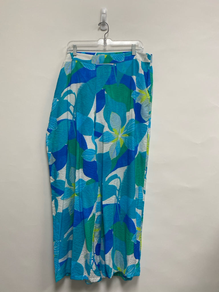 HabitaT  SIZE  XXL Blue White/Green Flowers Plus Size Pants