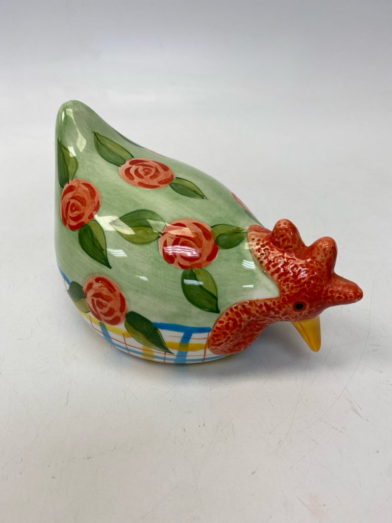 Lime Green Orange Ceramic Figurine