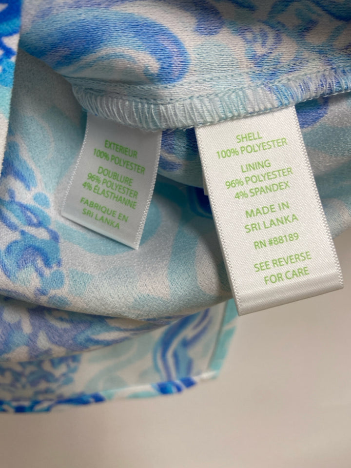 LILLY PULITZER Size 0 Light Blue White Pineapples Sleeveless Ladies Dress