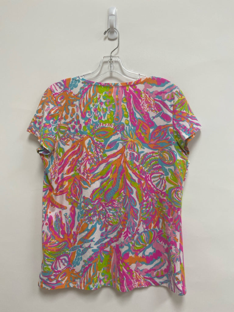 LILLY PULITZER Size XL Neon Multi White Sea Life Ladies Top