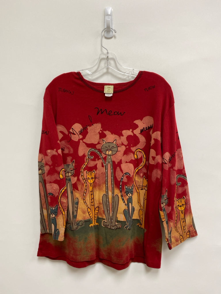 Jess &amp; Jane Size 1X Red Orange Cats Plus Size Top