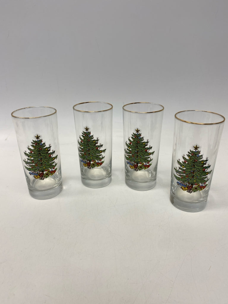 Clear Green Trees Glass Christmas