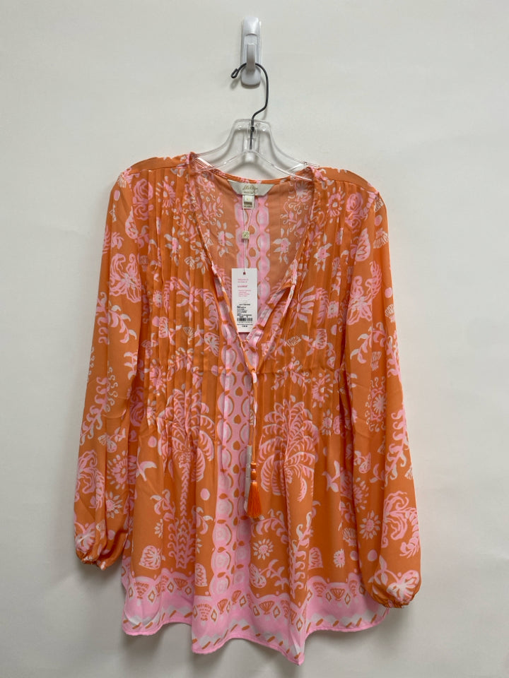 NWT LILLY PULITZER Size M Peach Pink/White Tunic Ladies Top