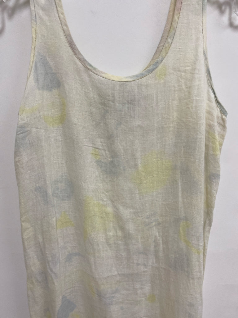 Size P Pale Yellow Blue/Pink Tie Dye Sleeveless Petite Dress