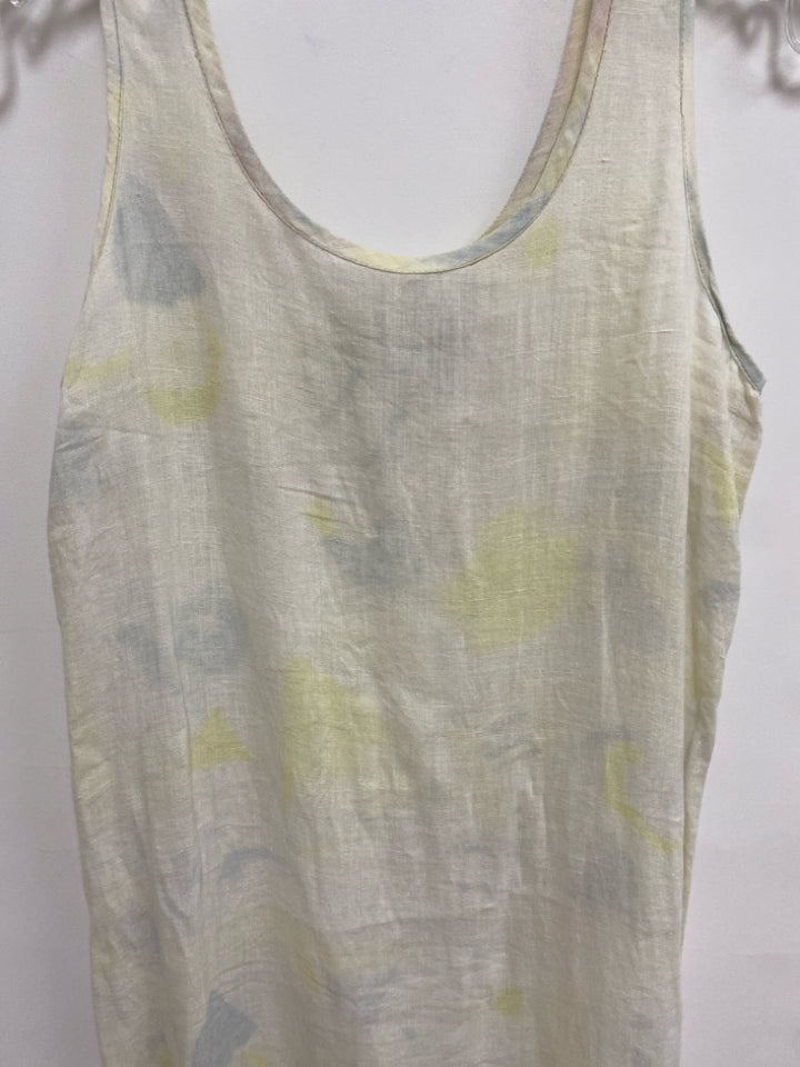 Size P Pale Yellow Blue/Pink Tie Dye Sleeveless Petite Dress