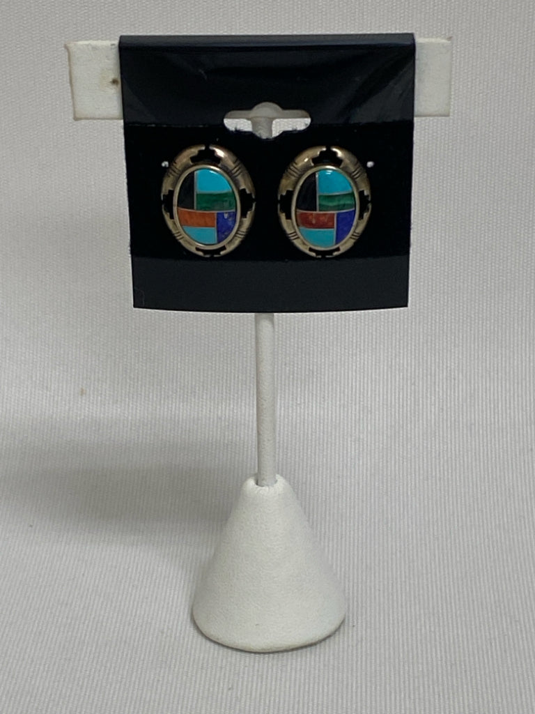 Silver Multi Color Stones Earrings