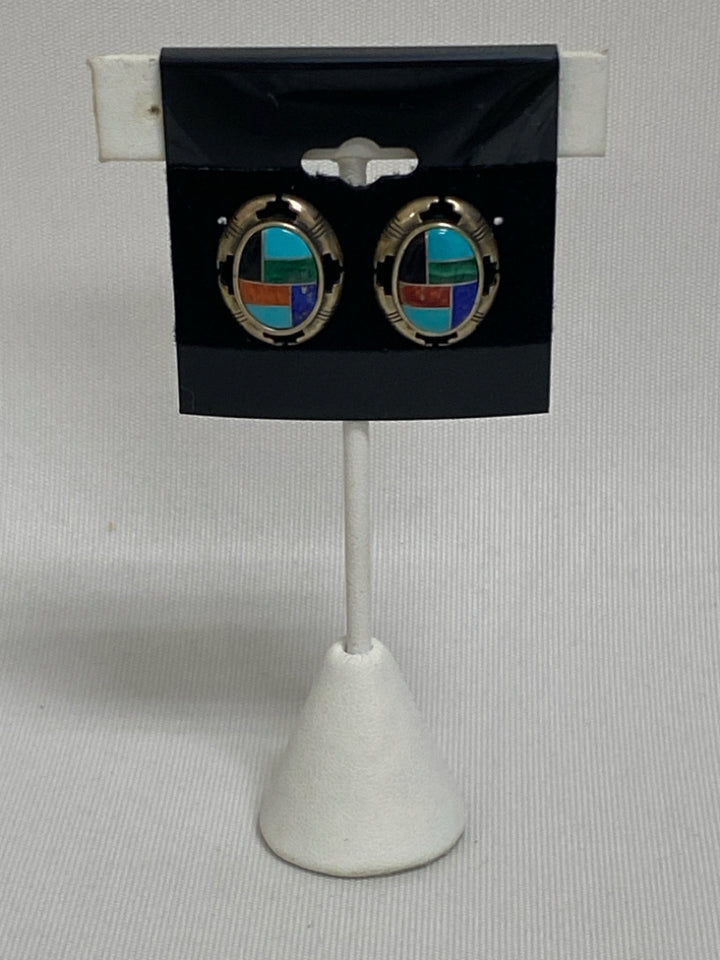 Silver Multi Color Stones Earrings