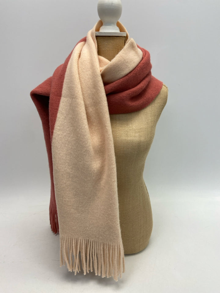 NWT Ann Taylor Dark Coral Peach Fringe Winter Scarf