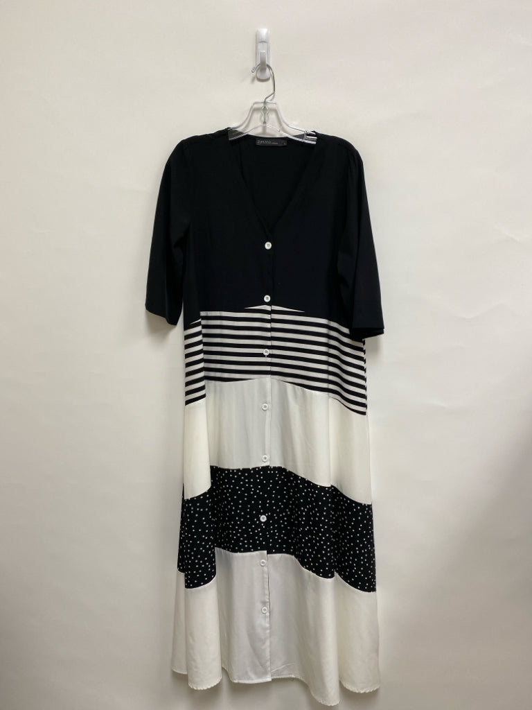 Size S Black White Striped Maxi Ladies Dress