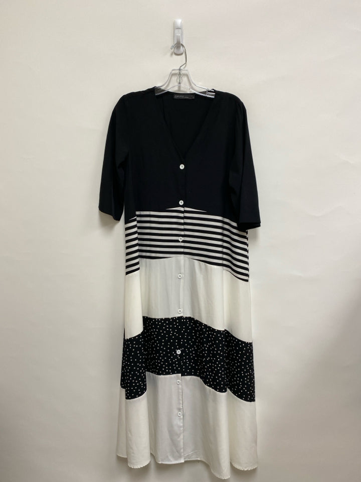 Size S Black White Striped Maxi Ladies Dress