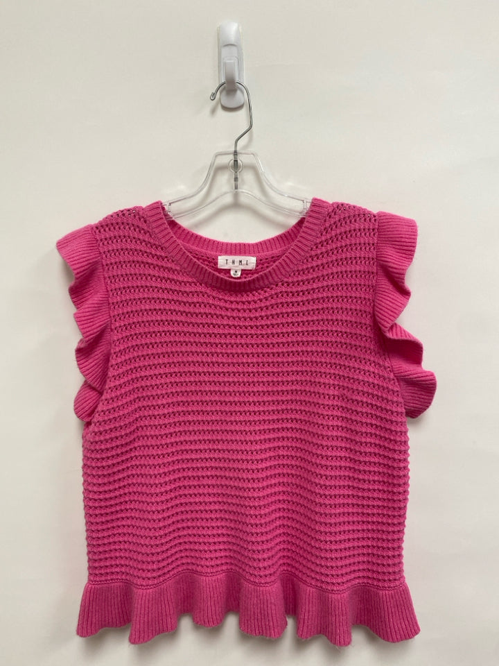 THML Size M Pink Ruffles Ladies Sweater