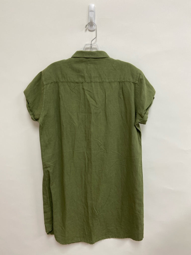 Bridge &amp; Burn Size L Olive Green Button Up Linen Blend Ladies Dress