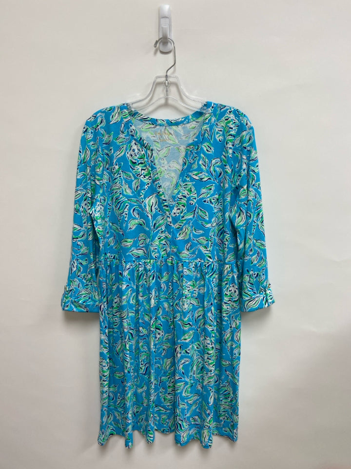 LILLY PULITZER Size L Turquoise White/Aqua Ladies Dress