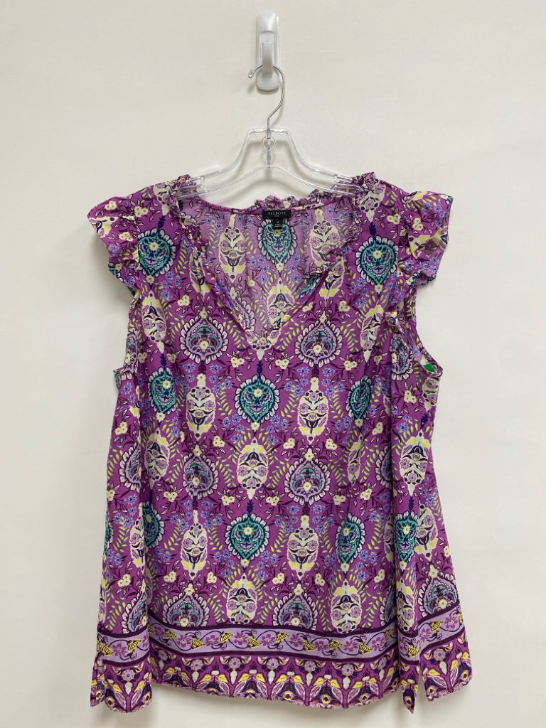 Talbots  SIZE  14/16W Purple/Yellow White/Aqua        Damask Plus Size Top