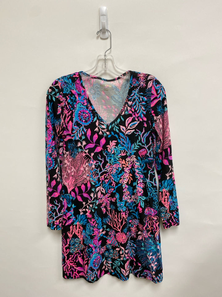 LILLY PULITZER Size XXS Black Blue/Pink V Neck Ladies Dress
