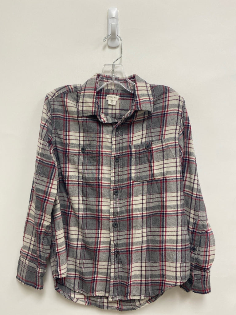 Crew Cuts SIZE 10 Gray/Crm Red Plaid Flannel Boy&