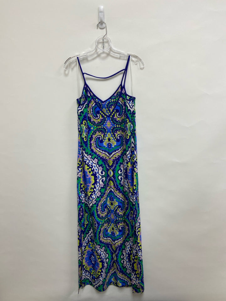 Alice&amp;Trixie Size M Dark Blue Multi Color Print Maxi Ladies Dress