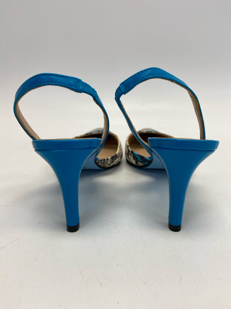 Size 9 Turquoise Black/Cream Snakeprint Heels