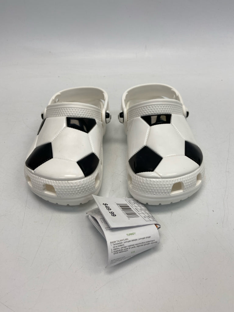 NWT Crocs SIZE 12 White Black Soccer Boy&