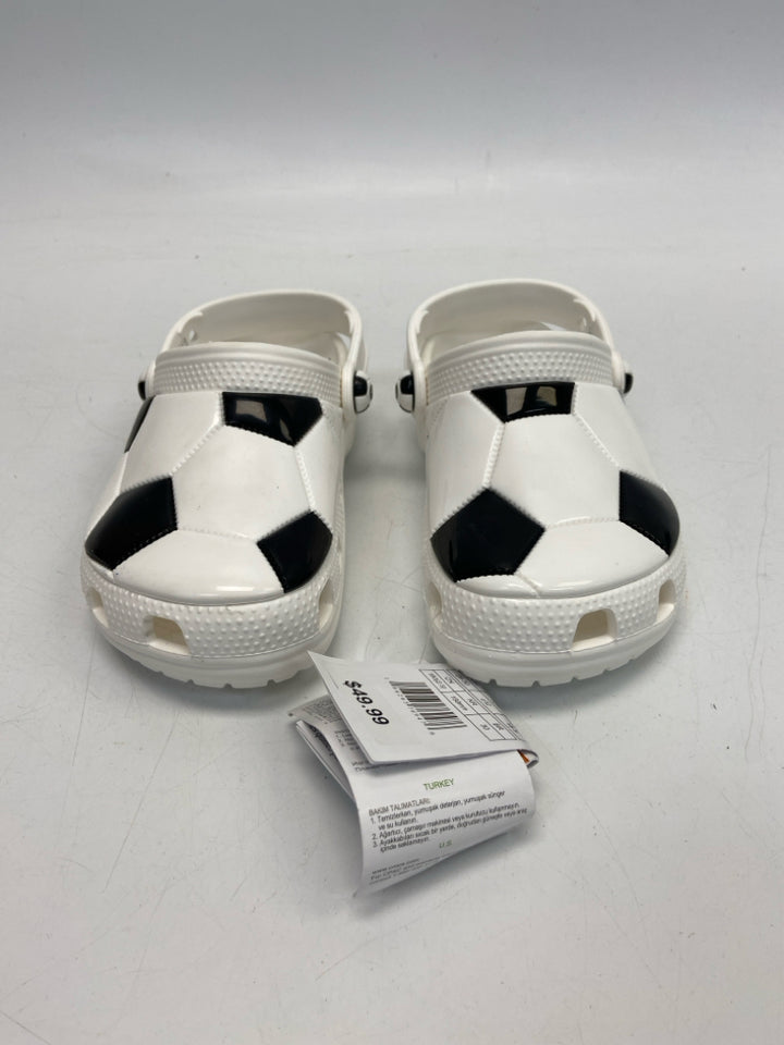 NWT Crocs SIZE 12 White Black Soccer Boy&