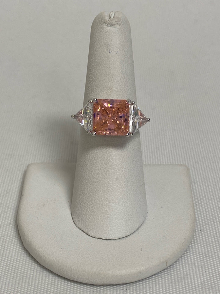 NEW/BOX Pink Silver Jeweled Ring