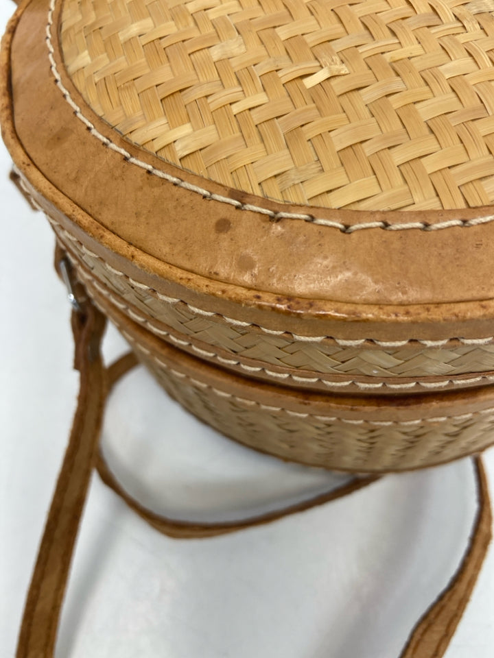 Brown Woven Handbag