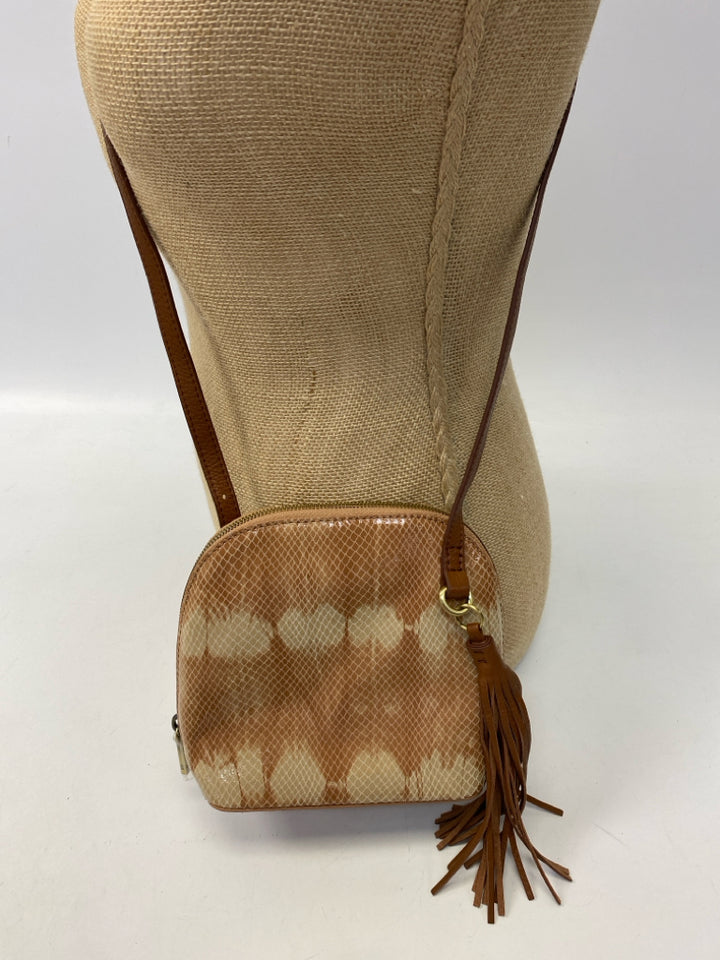 NWT Hobo Brown Beige Embossed Leather Crossbody