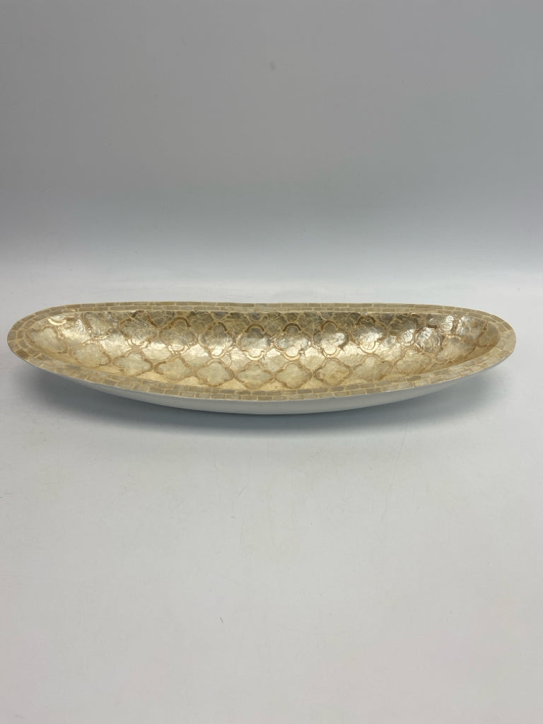 Tan Gold Quatrefoil Decorative Bowl