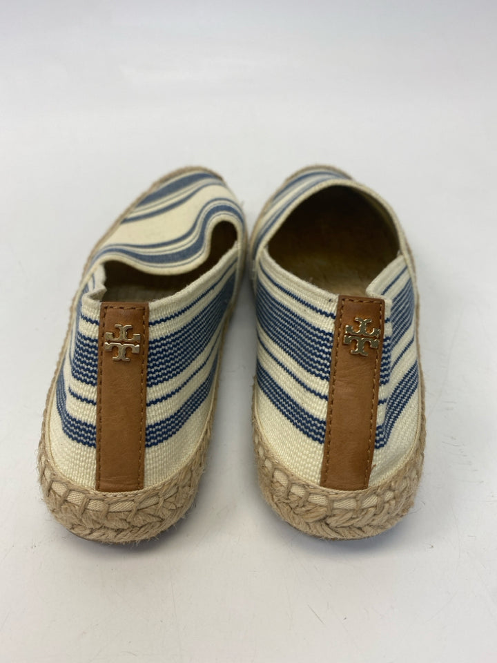 Tory Burch  Size 8.5 Cream Navy Stripe(s) Flats
